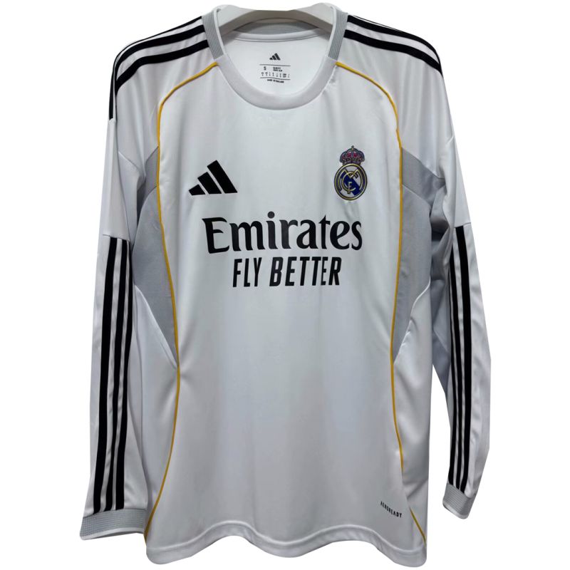 Mens Real Madrid Home Jersey Long Sleeve 2025/26