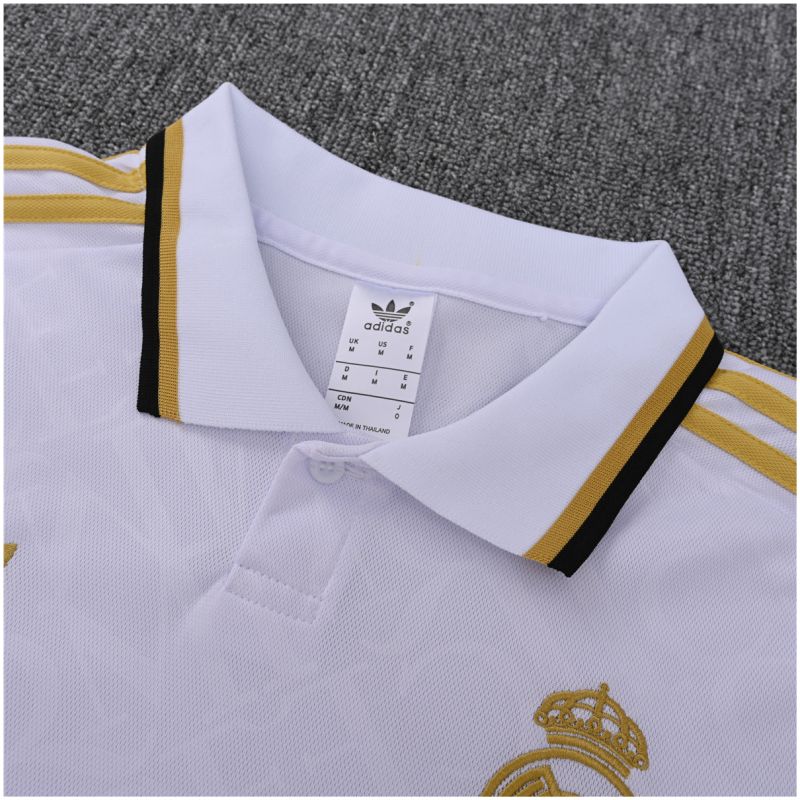 Mens Real Madrid Polo Shirt White – Gold 2025/26