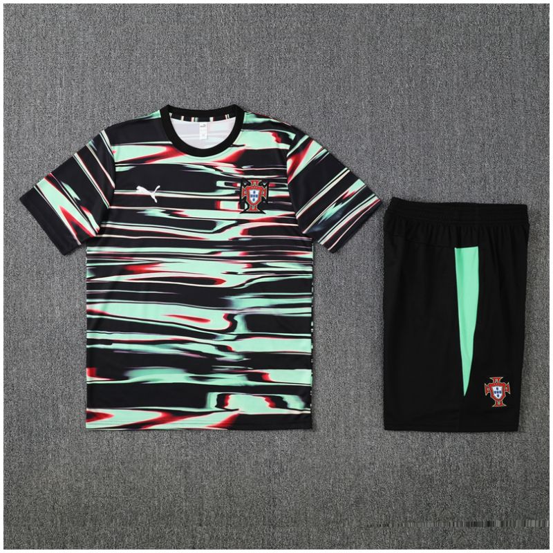 Kids Portugal Short Training Suit Black – Green 2025