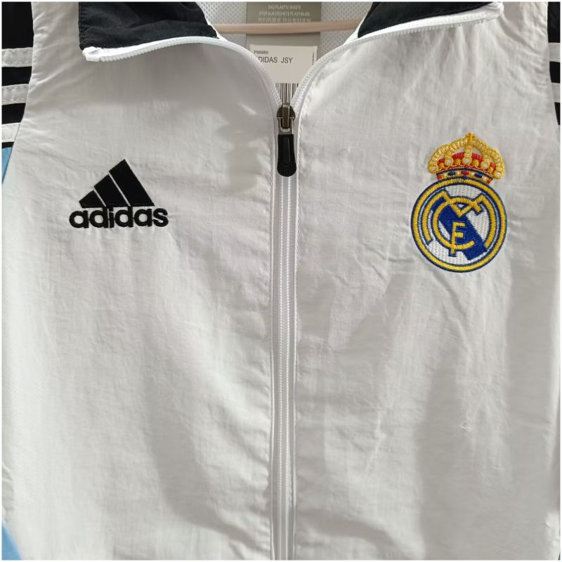 Mens Real Madrid All Weather Windrunner Jacket White – Black Classic