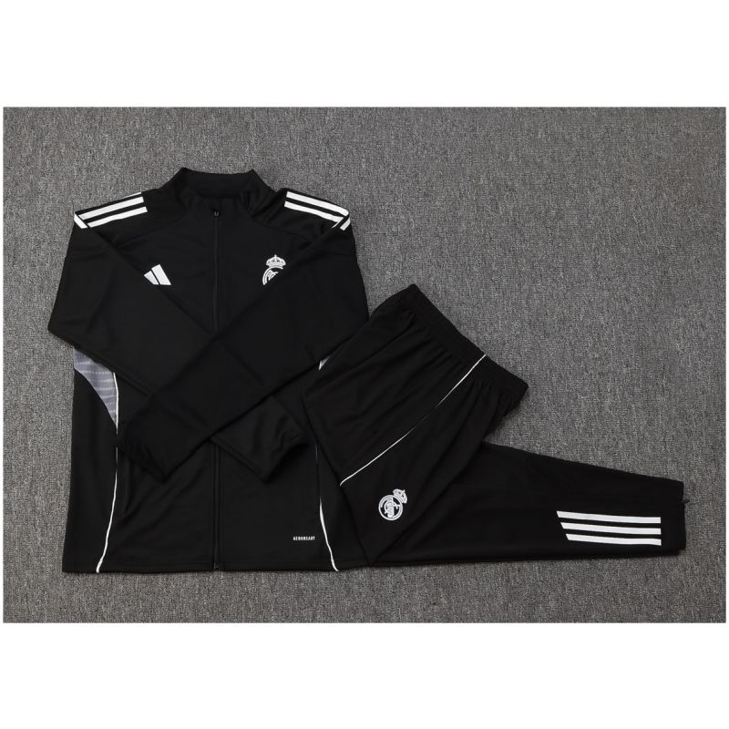 Kids Real Madrid Jacket + Pants Training Suit Black 2025/26