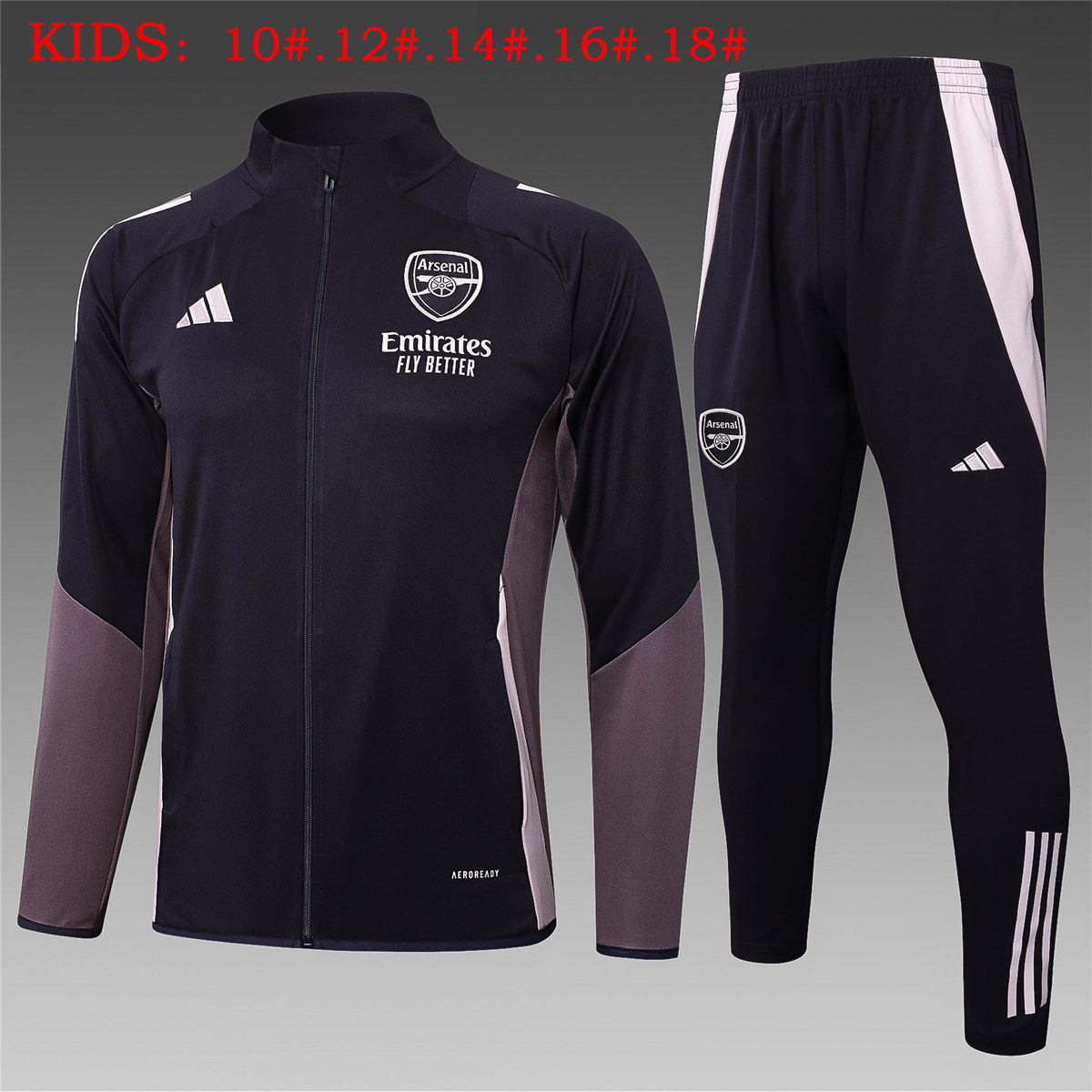 Kids Arsenal Jacket + Pants Training Suit Grey 2025/26