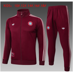 Kids Bayern Munich Jacket + Pants Training Suit Burgundy 2025/26