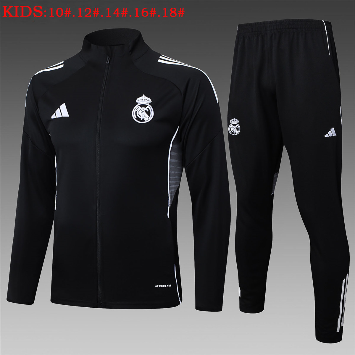 Kids Real Madrid Jacket + Pants Training Suit Black 2025/26
