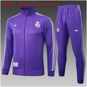 Kids Real Madrid Jacket + Pants Training Suit Purple 2025/26