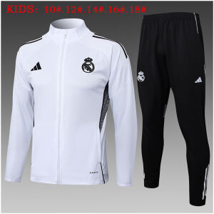 Kids Real Madrid Jacket + Pants Training Suit White 2025/26