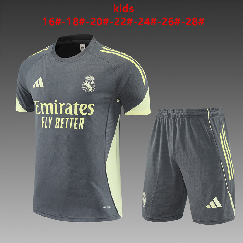 Kids Real Madrid Short Training Suit Grey 2025/26