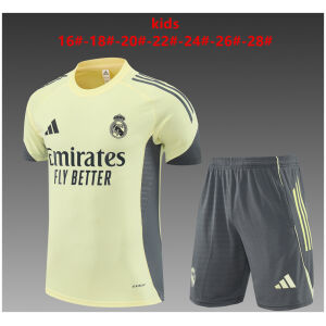 Kids Real Madrid Short Training Suit Yellow 2025/26