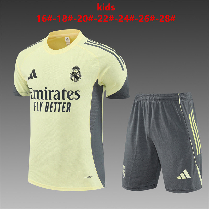 Kids Real Madrid Short Training Suit Yellow 2025/26