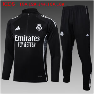 Kids Real Madrid Training Suit Black 2025/26