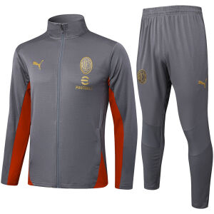 Mens AC Milan Jacket + Pants Training Suit Grey 2025/26
