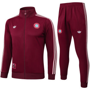Mens Bayern Munich Jacket + Pants Training Suit Burgundy 2025/26