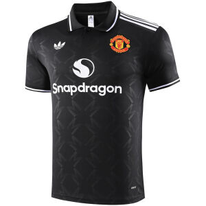 Mens Manchester United Polo Shirt Black 2025/26