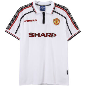 Mens Manchester United Retro White Jersey 1998/99