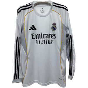Mens Real Madrid Home Jersey Long Sleeve 2025/26