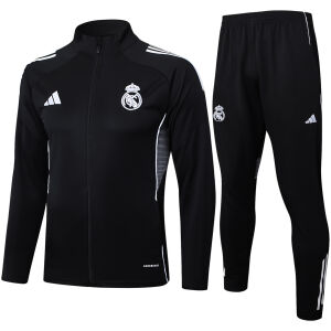 Mens Real Madrid Jacket + Pants Training Suit Black 2025/26