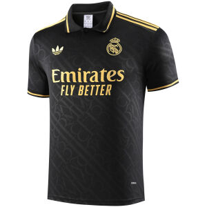 Mens Real Madrid Polo Shirt Black 2025/26