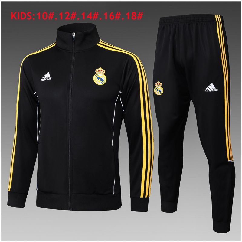 Kids Real Madrid Jacket + Pants Training Suit Black 2025/26