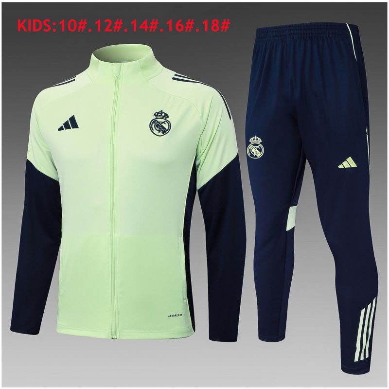 Kids Real Madrid Jacket + Pants Training Suit Light Green 2025/26