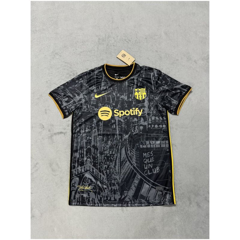 Mens Barcelona Short Training Jersey Black 2025/26