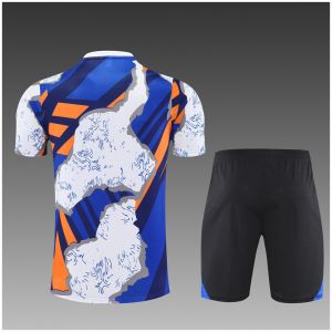Kids Real Madrid Short Training Suit White – Blue 2025/26