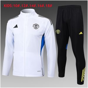 Kids Manchester United Jacket + Pants Training Suit White 2025/26