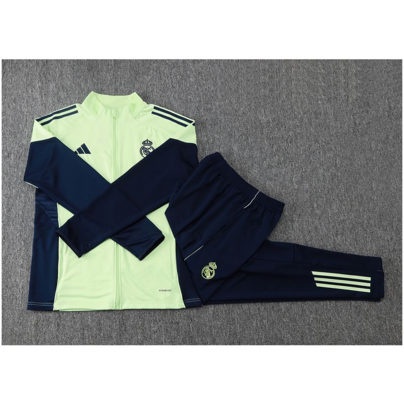 Kids Real Madrid Jacket + Pants Training Suit Light Green 2025/26