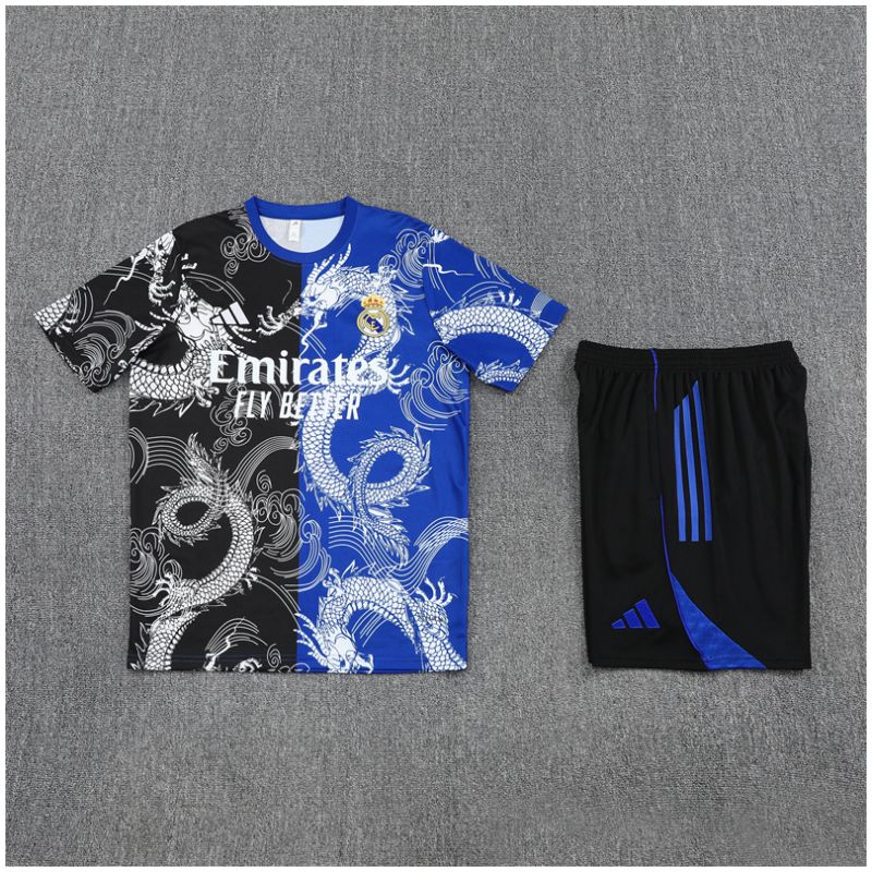 Kids Real Madrid Short Training Suit Blue – Black 2025/26