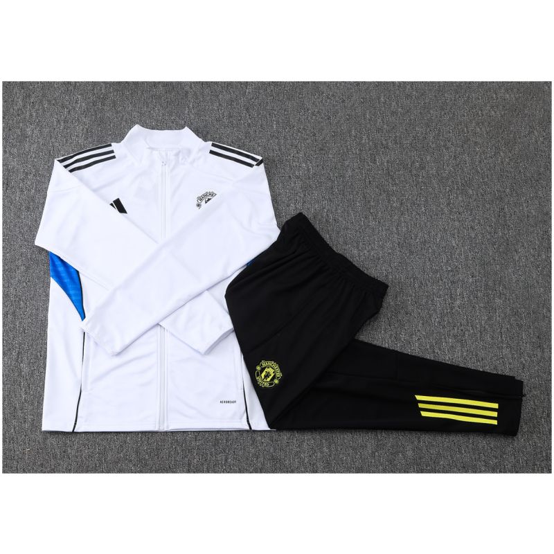 Kids Manchester United Jacket + Pants Training Suit White 2025/26