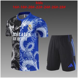 Kids Real Madrid Short Training Suit Blue – Black 2025/26