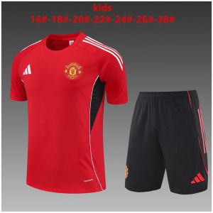 Kids Manchester United Short Training Suit Red 2025/26