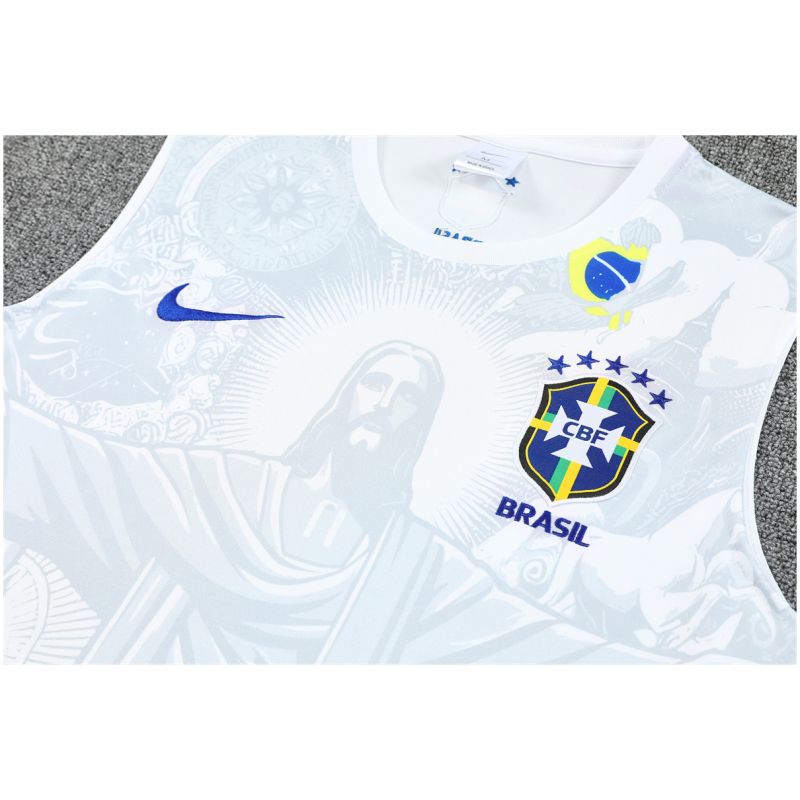 Mens Brazil Singlet Suit Jesus White 2025