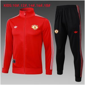 Kids Manchester United Jacket + Pants Training Suit Red 2025/26