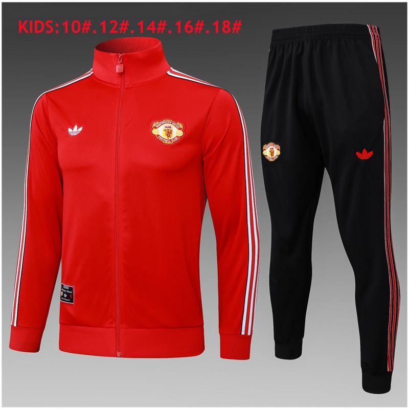 Kids Manchester United Jacket + Pants Training Suit Red 2025/26