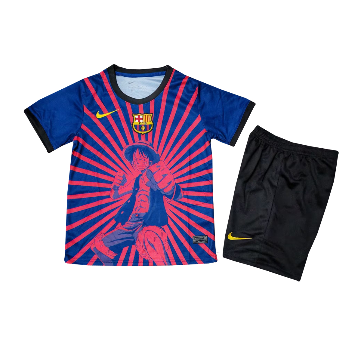 Kids Barcelona One Piece Monkey D. Luffy Jersey 2025/26