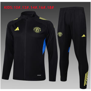 Kids Manchester United Jacket + Pants Training Suit Black II 2025/26