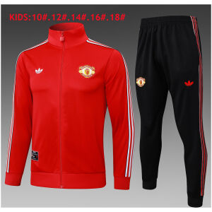 Kids Manchester United Jacket + Pants Training Suit Red 2025/26