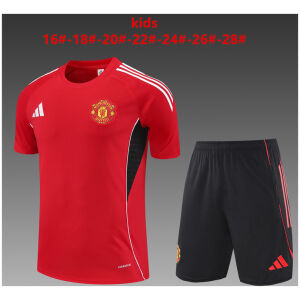 Kids Manchester United Short Training Suit Red 2025/26
