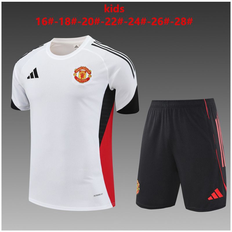 Kids Manchester United Short Training Suit White II 2025/26
