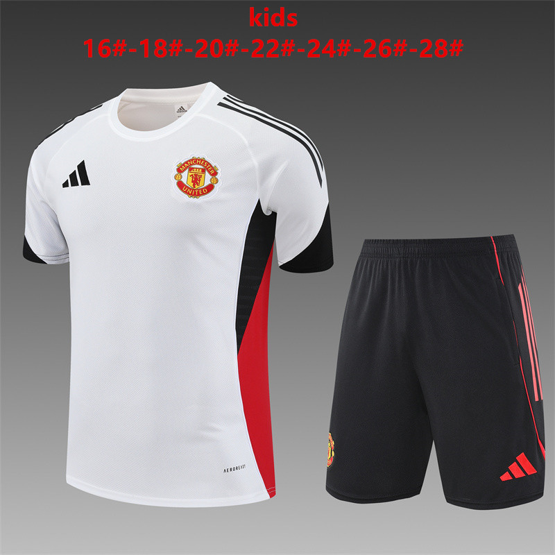 Kids Manchester United Short Training Suit White II 2025/26