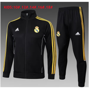 Kids Real Madrid Jacket + Pants Training Suit Black 2025/26