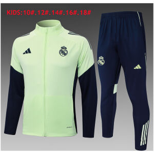 Kids Real Madrid Jacket + Pants Training Suit Light Green 2025/26