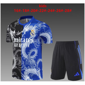 Kids Real Madrid Short Training Suit Blue – Black 2025/26