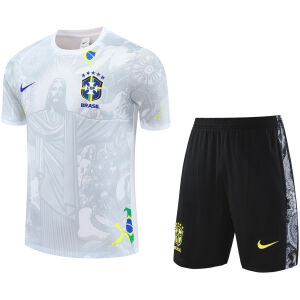 Mens Brazil Short Training Suit Jesus White 2025