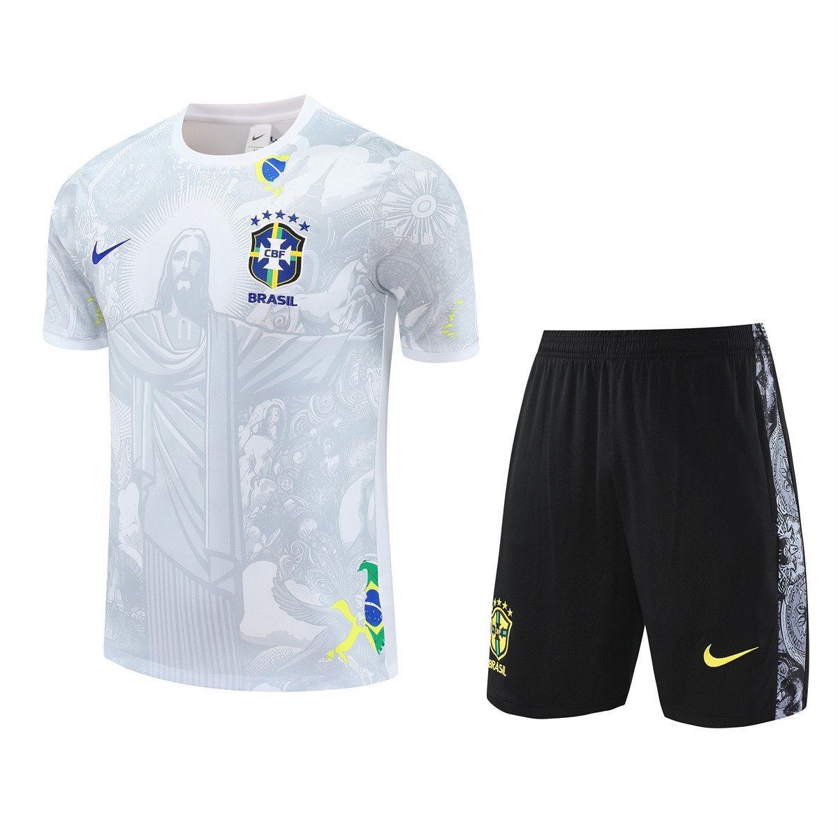Mens Brazil Short Training Suit Jesus White 2025