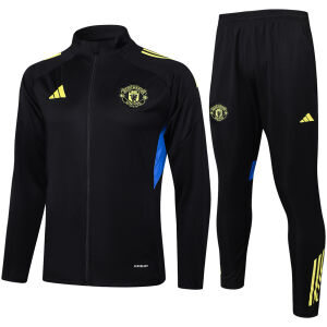 Mens Manchester United Jacket + Pants Training Suit Black II 2025/26