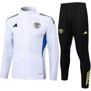 Mens Manchester United Jacket + Pants Training Suit White 2025/26