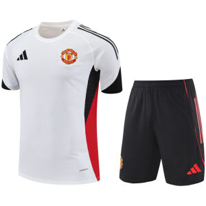 Mens Manchester United Short Training Suit White II 2025/26