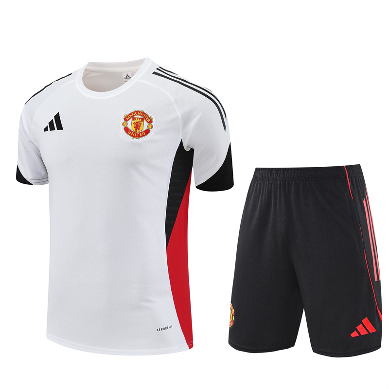 Mens Manchester United Short Training Suit White II 2025/26