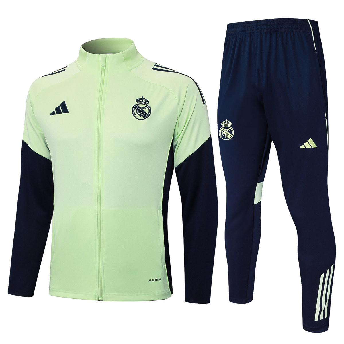 Mens Real Madrid Jacket + Pants Training Suit Light Green 2025/26